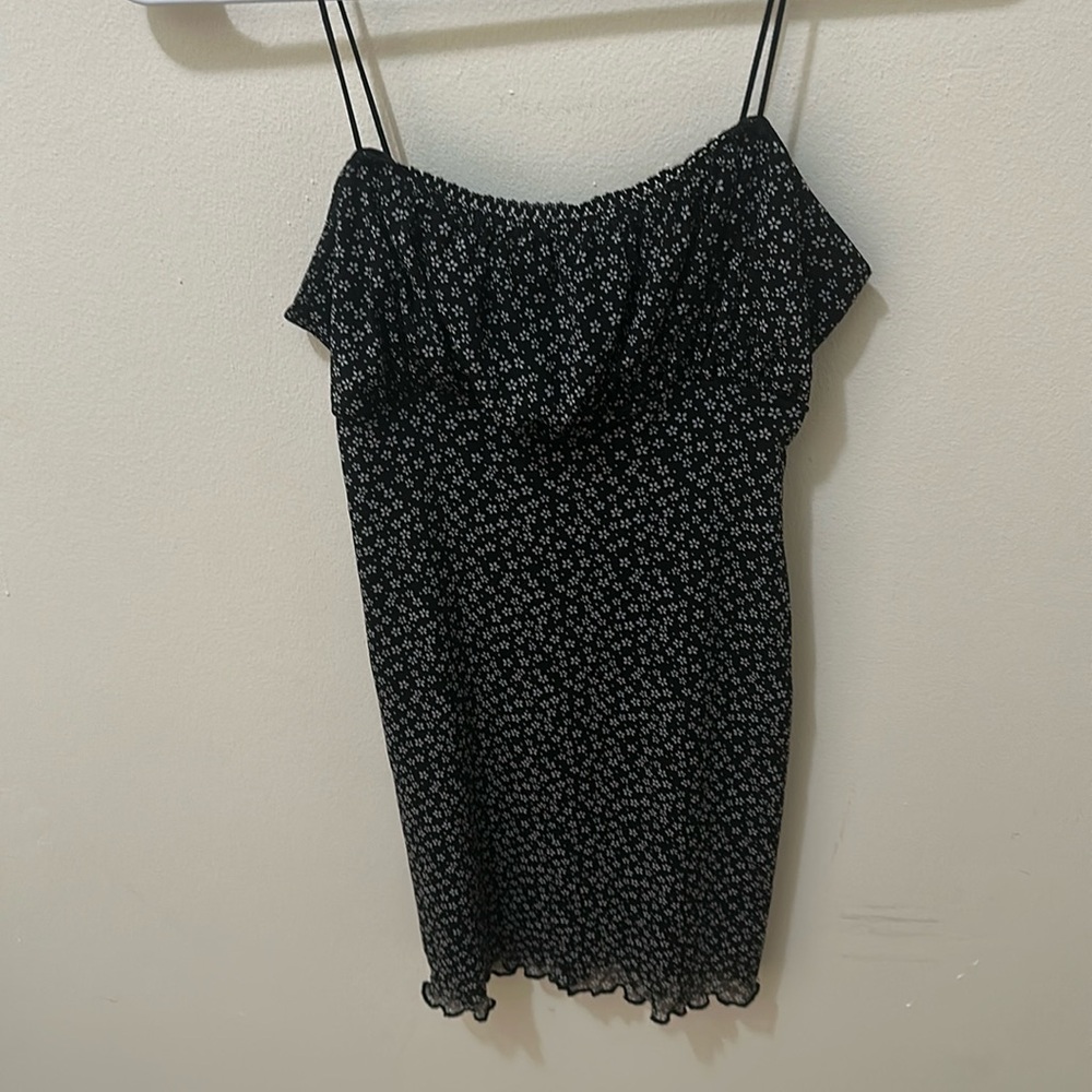 floral mesh mini dress